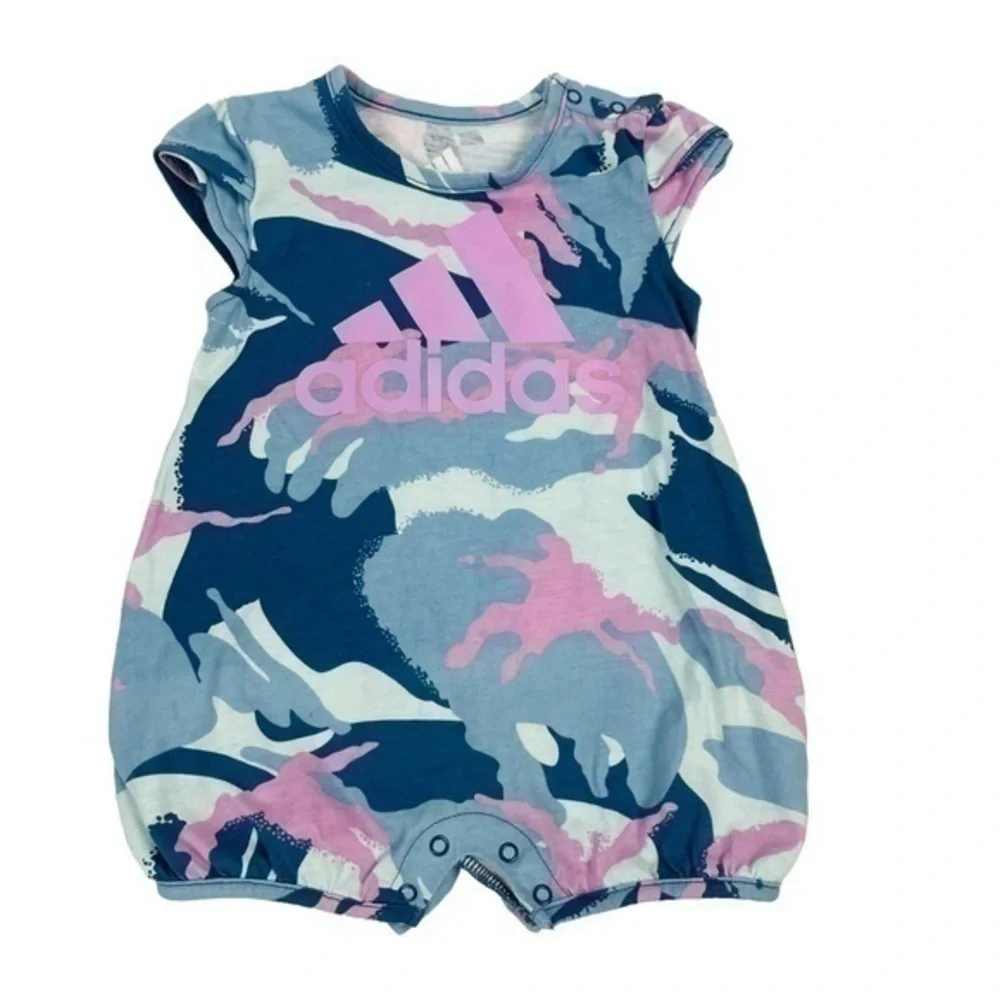Adidas Shorts Baby Romper | 6 months | Blue Lavender Camo